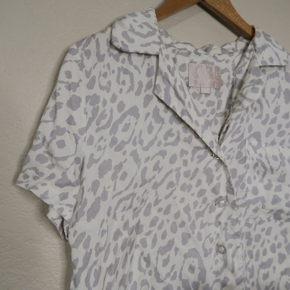 Spiritual Gangster Lover State of Mind Leopard Print Button Down Top Pajama Gray - Picture 3 of 8